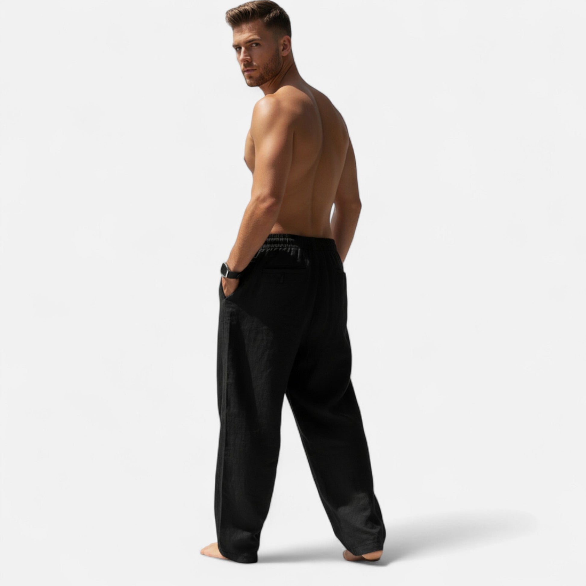 Classic relaxed linen everyday trousers for men -9