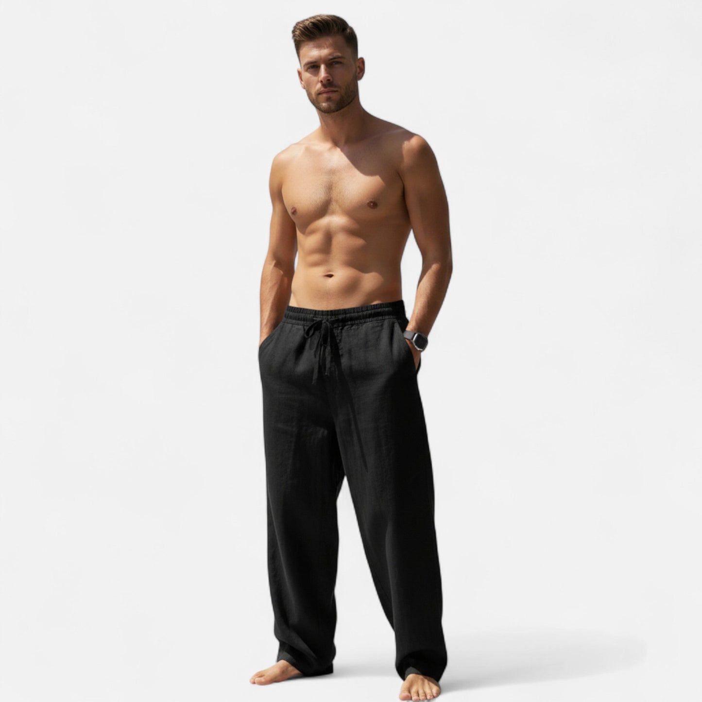 Classic relaxed linen everyday trousers for men -8