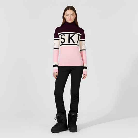 Turtleneck knit sweater with logo design for women | Elara