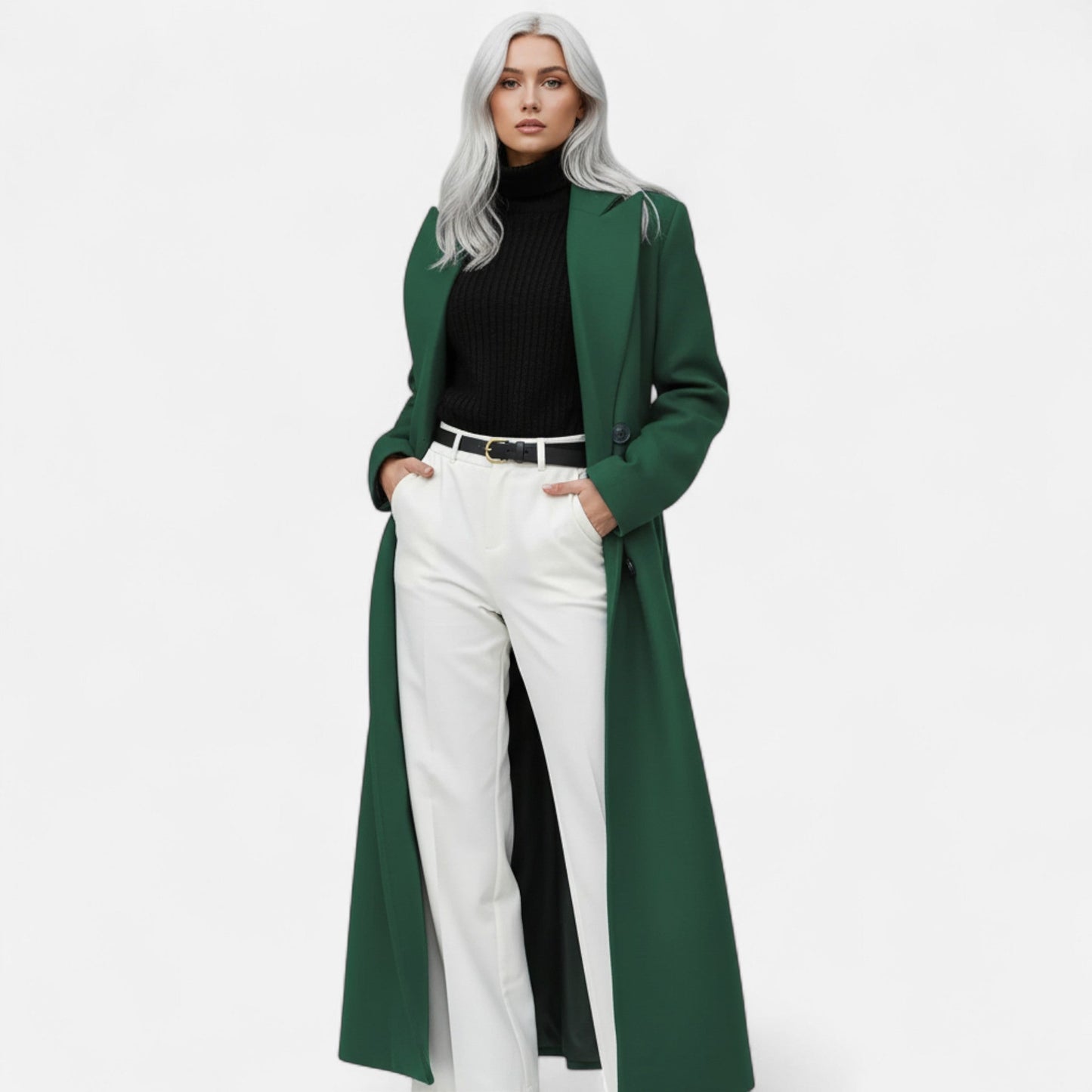 Classic structured formal winter coat for women -5