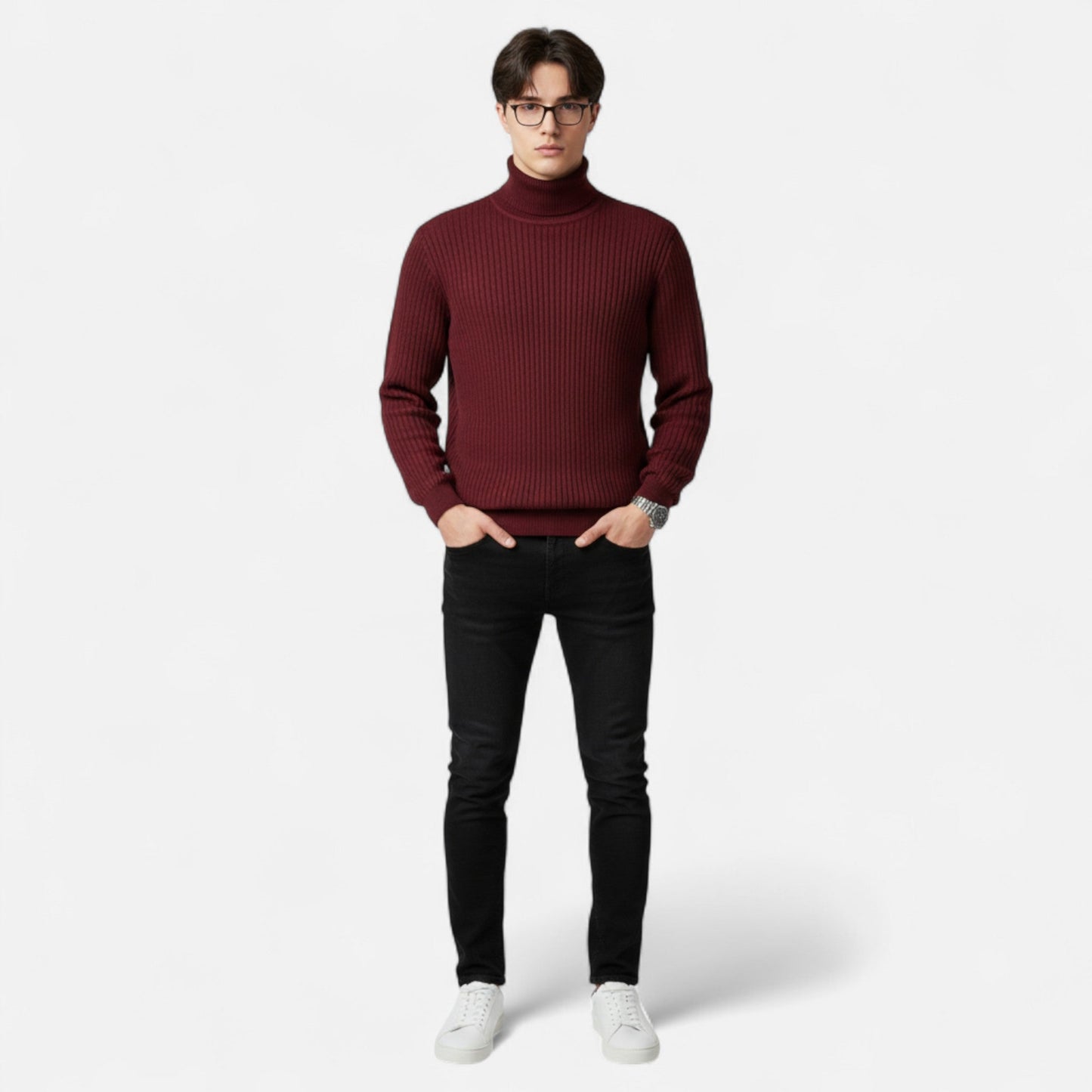 Classic knitted turtleneck sweater for men -11