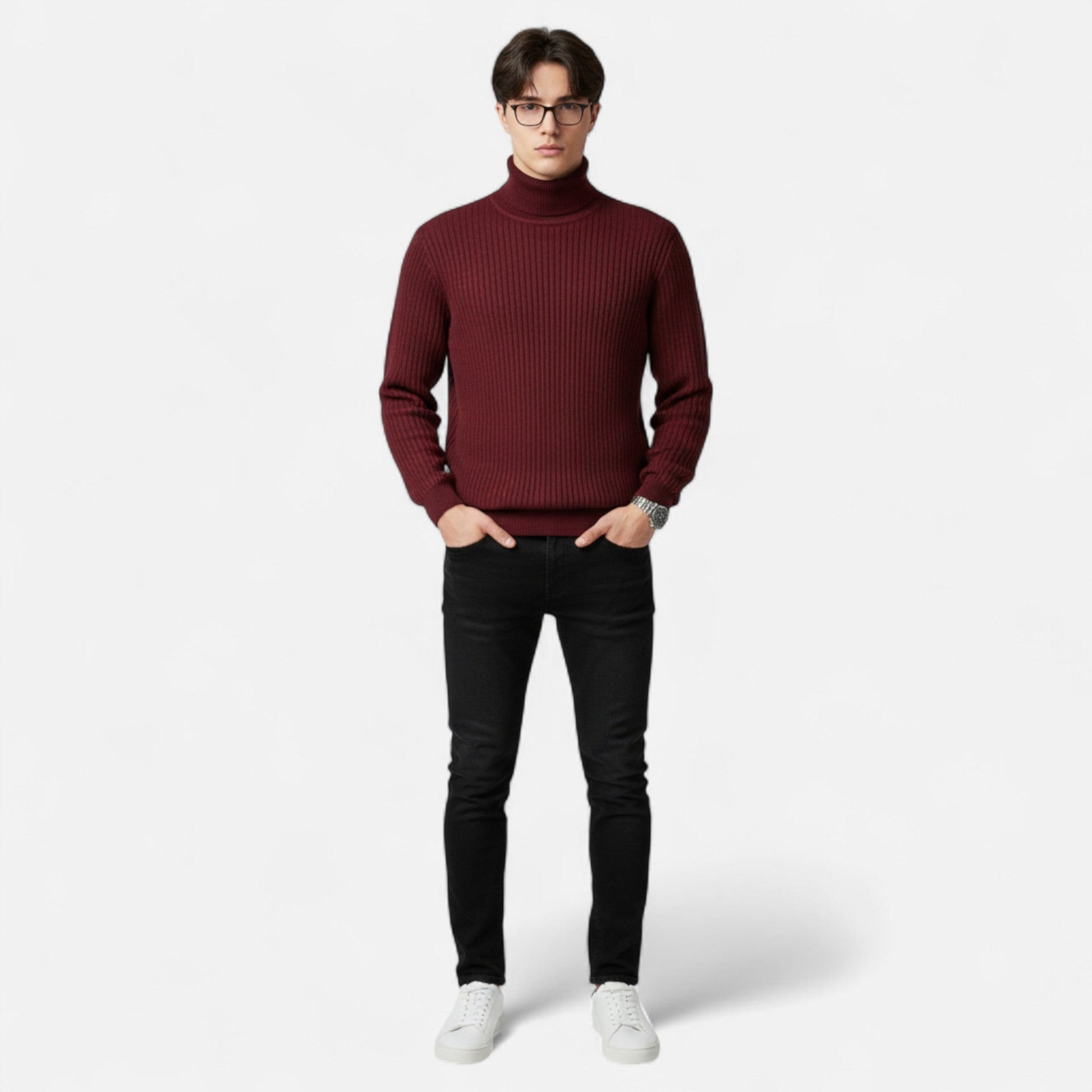 Classic knitted turtleneck sweater for men -11