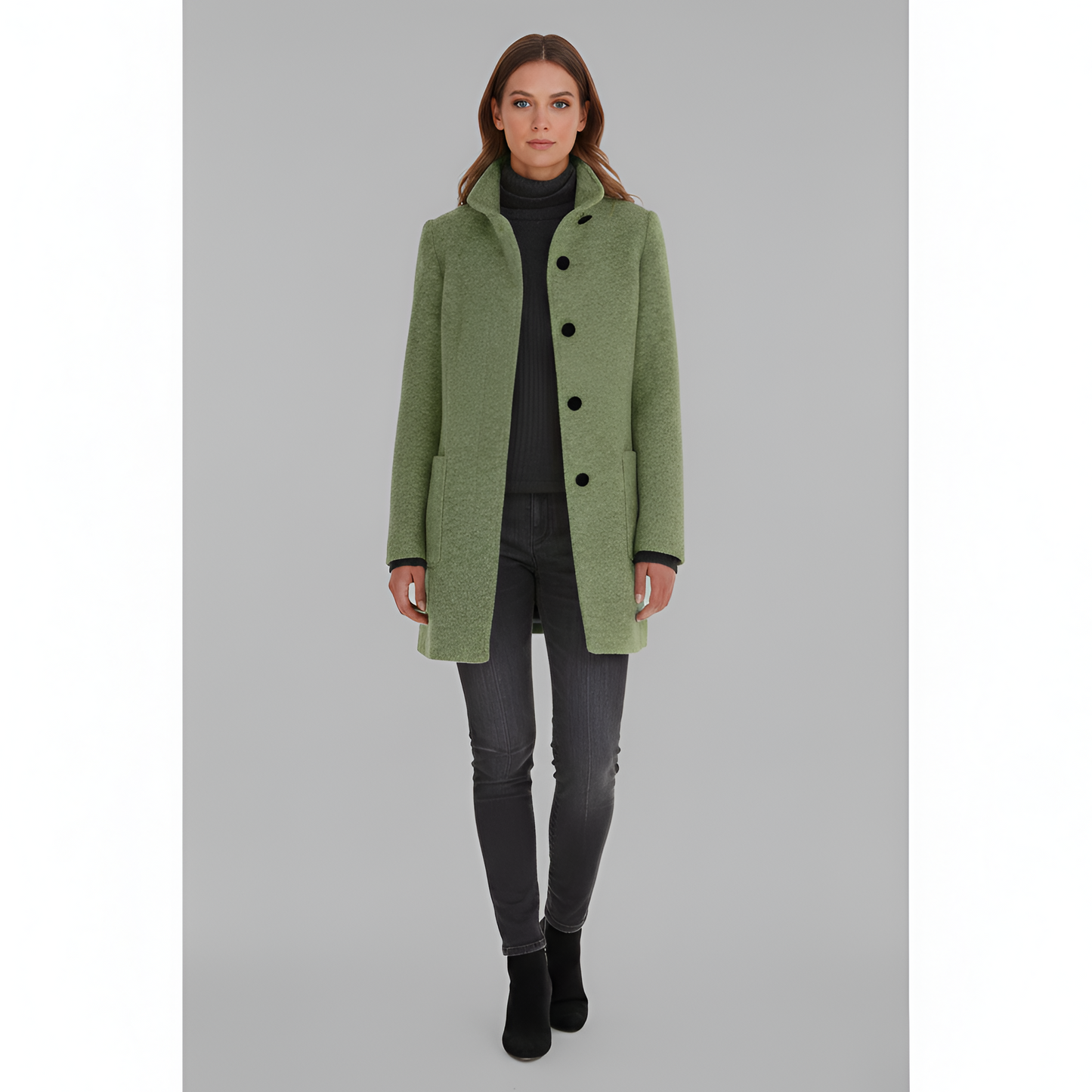 Elegant button-front coat for women | Valerios -11