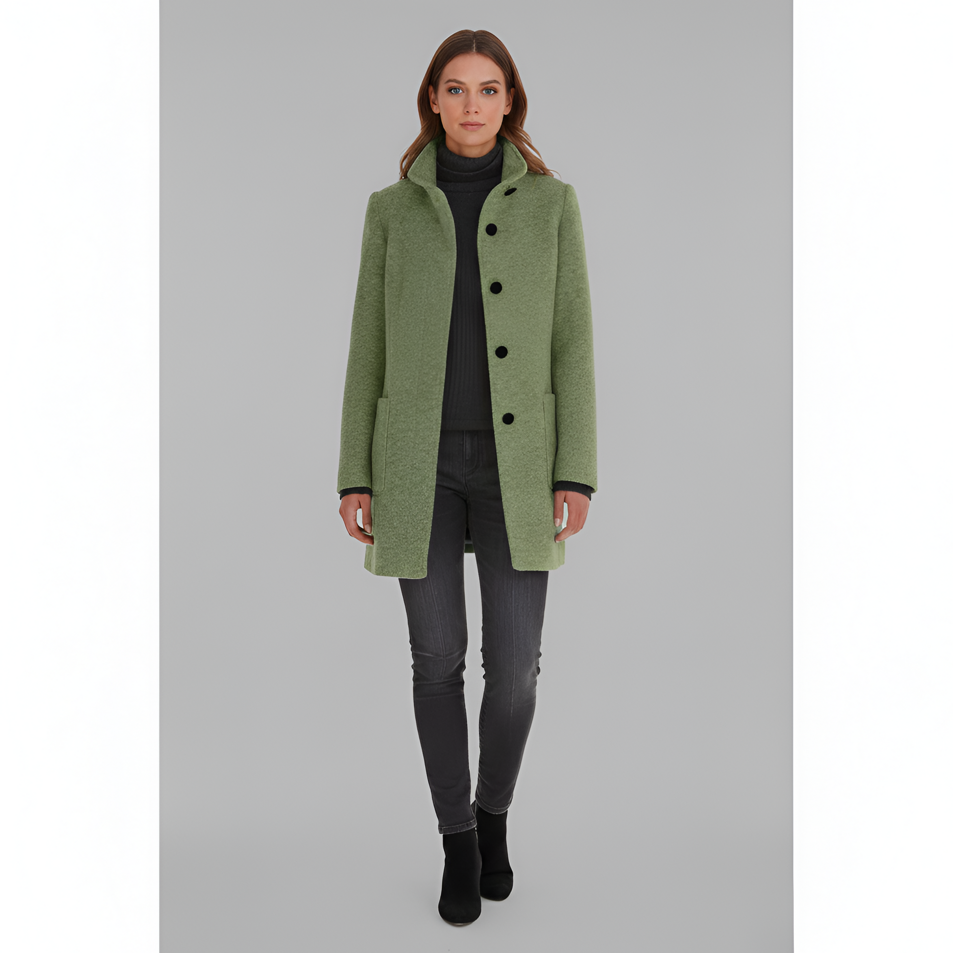 Elegant button-front coat for women | Valerios -11