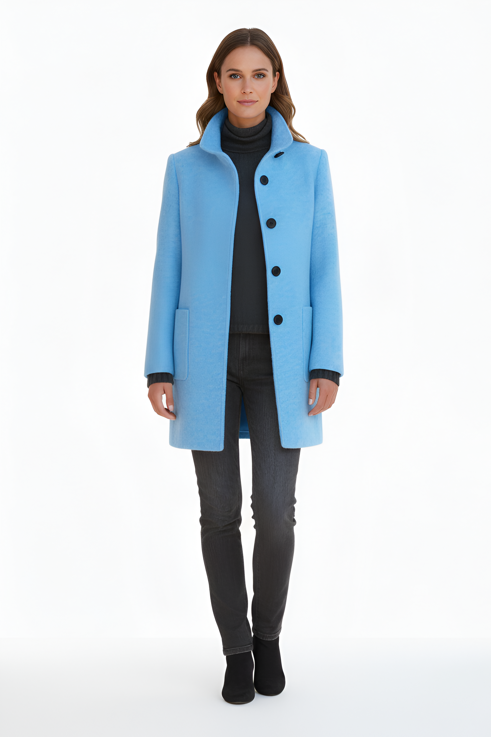 Elegant button-front coat for women | Valerios -12
