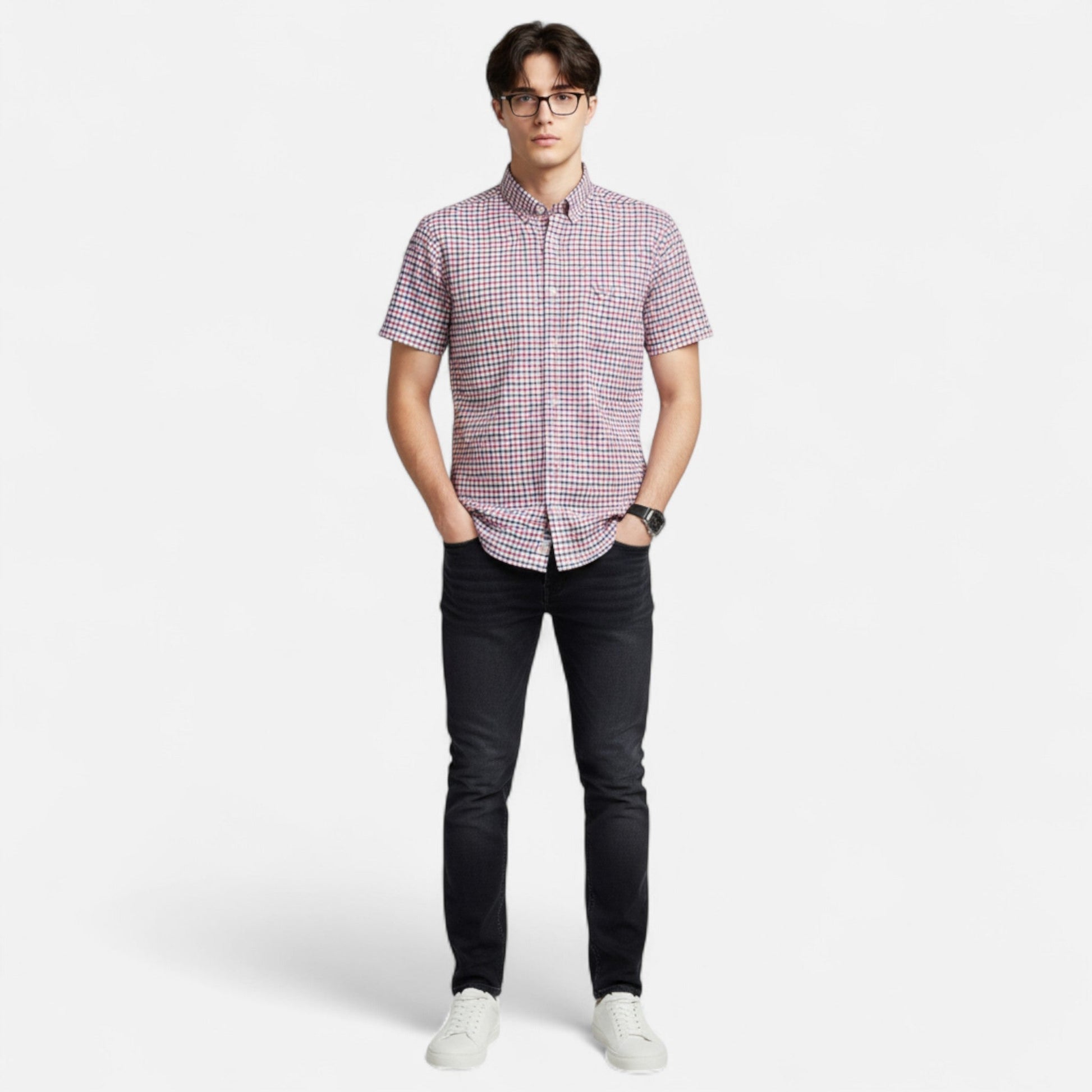 Classic oxford short-sleeve everyday shirt for men -13