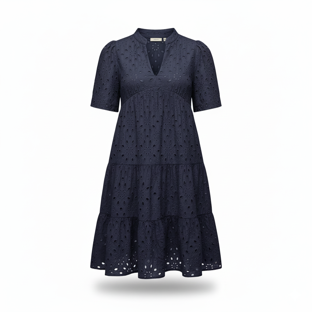 Chic hollow-out lace ruffle mini dress for women | Cosima -9