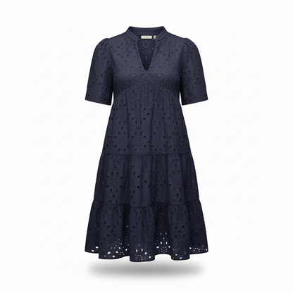 Chic hollow-out lace ruffle mini dress for women | Cosima -9