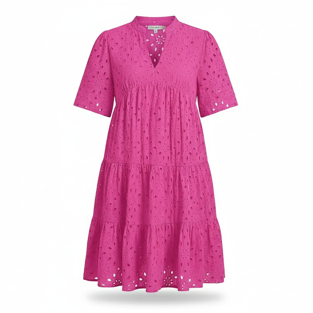 Chic hollow-out lace ruffle mini dress for women | Cosima -5
