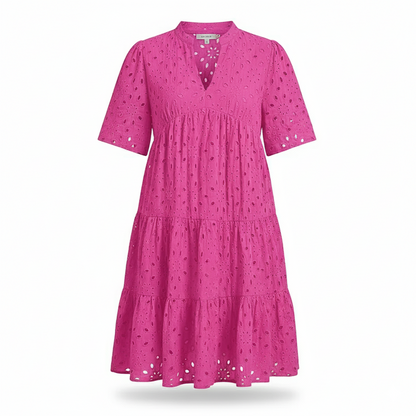 Chic hollow-out lace ruffle mini dress for women | Cosima -5