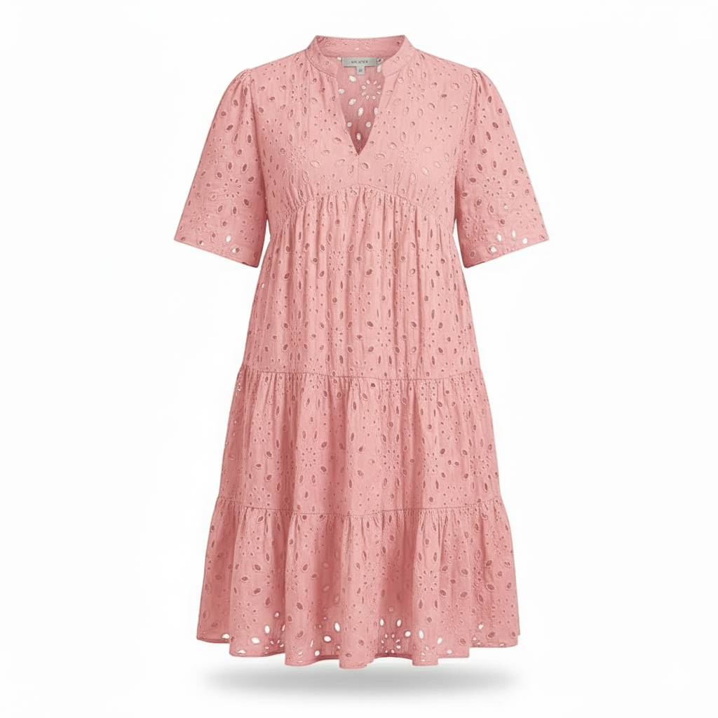 Chic hollow-out lace ruffle mini dress for women | Cosima -2
