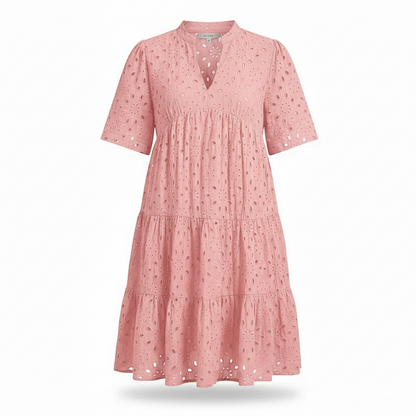 Chic hollow-out lace ruffle mini dress for women | Cosima -2