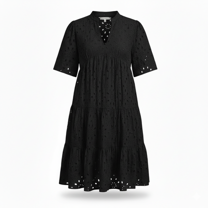 Chic hollow-out lace ruffle mini dress for women | Cosima -14