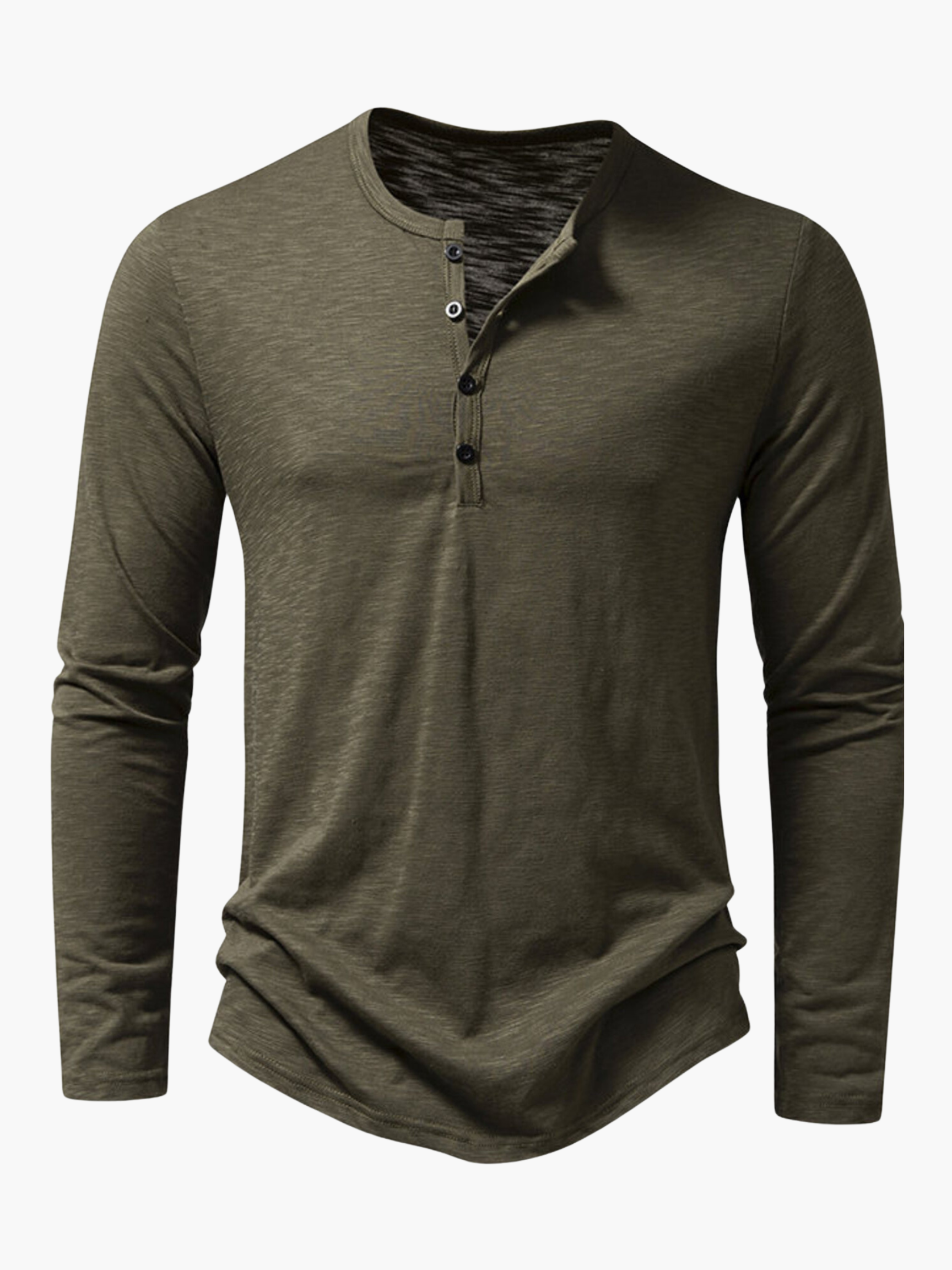 Cotton blend henley long sleeve t-shirt for men -1