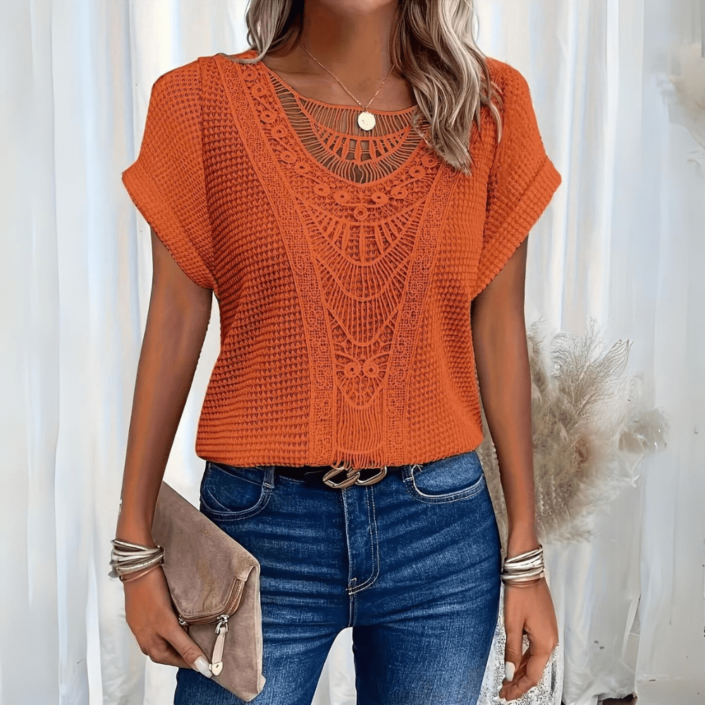 Elegant Ibiza-style relaxed top for women | Simone -4