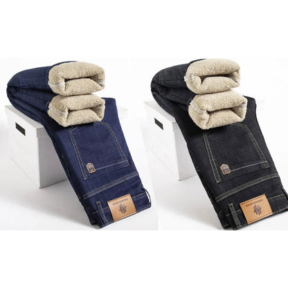 Fleece lined full length jeans trousers for men | Hudson -8