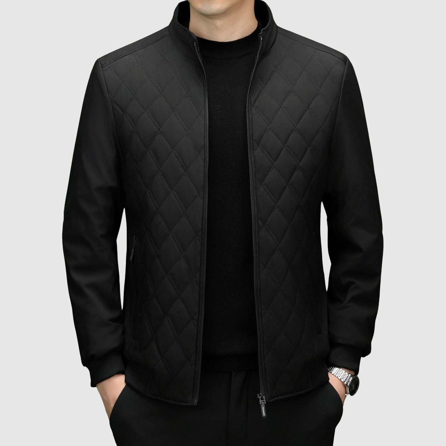 Elegant monogram zip jacket for men | Aurelio -1