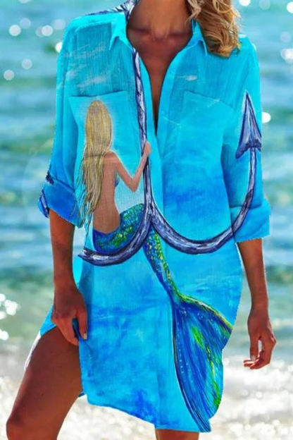 Lightweight beach blouse with button-front design for women | Johanna