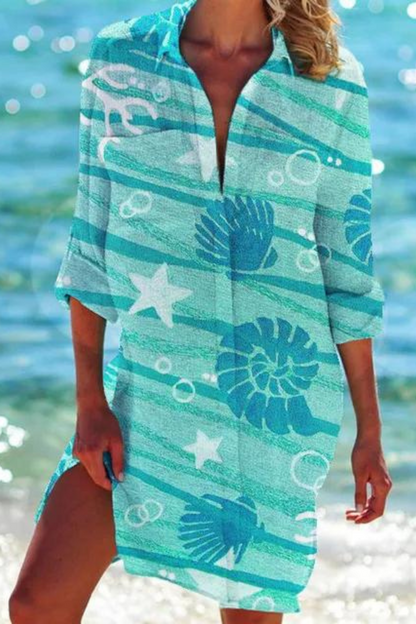 Lightweight beach blouse with button-front design for women | Johanna