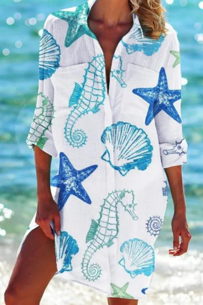 Lightweight beach blouse with button-front design for women | Johanna