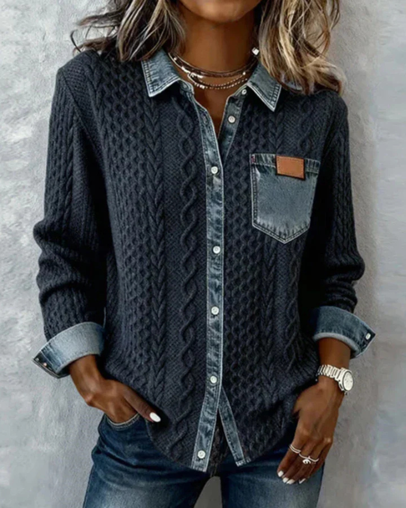 Classic knitted denim-look everyday jumper for women | Juliane -1