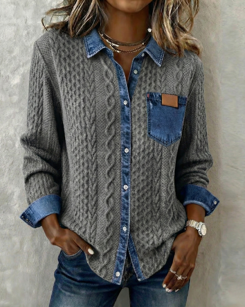 Classic knitted denim-look everyday jumper for women | Juliane -5