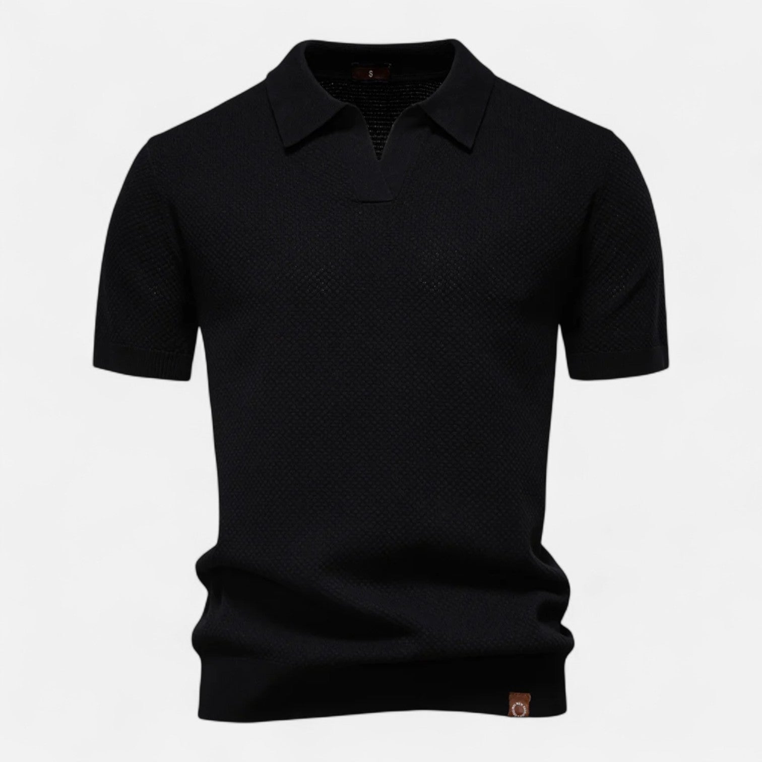 Classic knit long-sleeve button-neck polo shirt for men -10