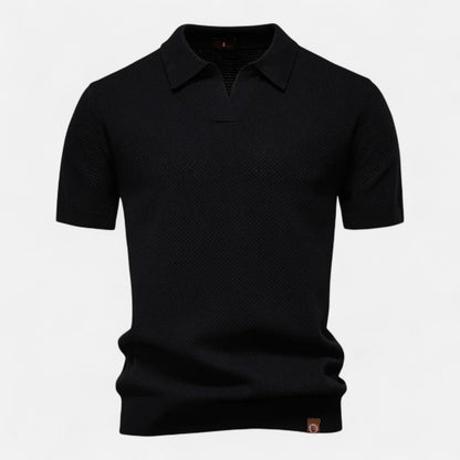 Classic knit long-sleeve button-neck polo shirt for men -10