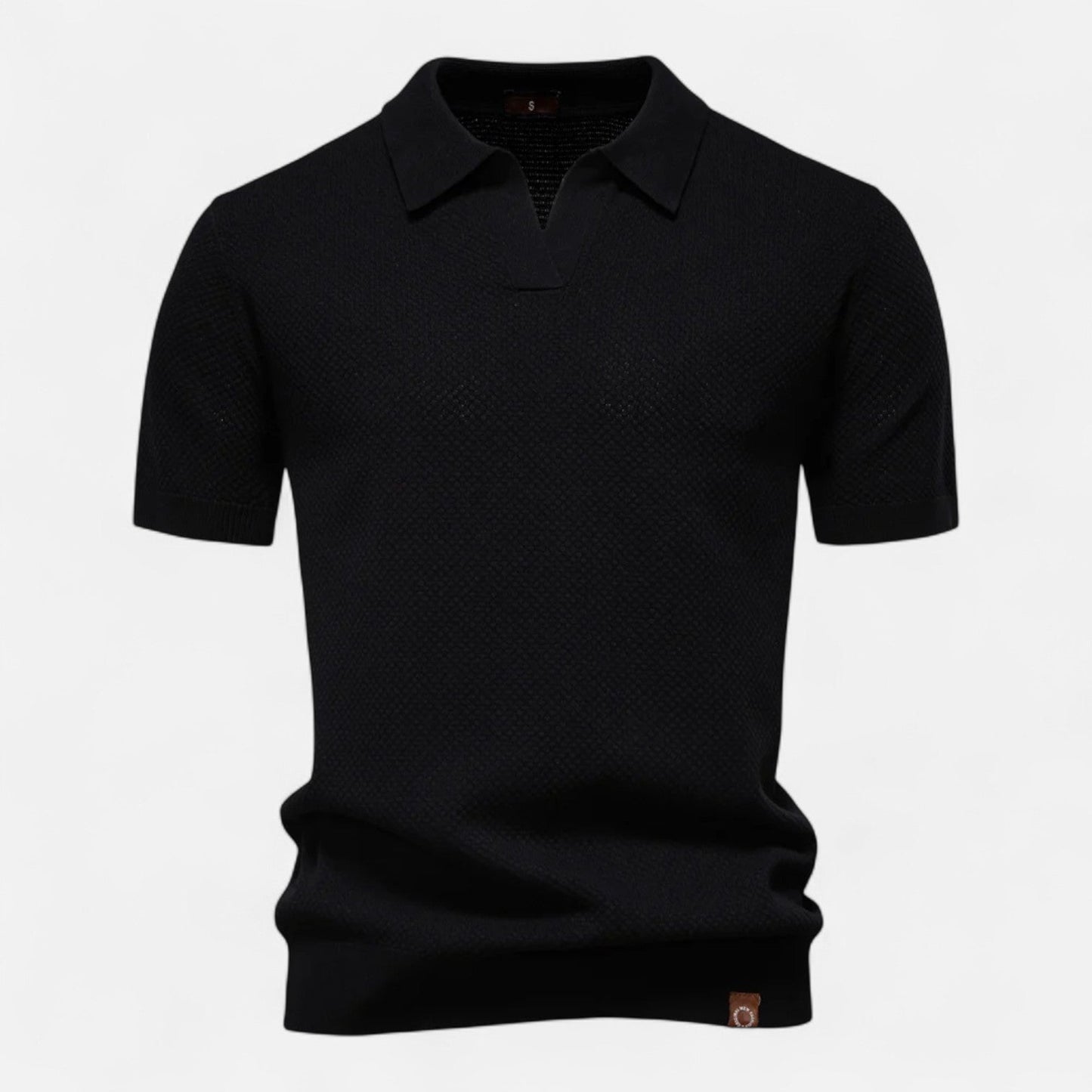 Knit polo shirt with button neck and long sleeves for men | Arlen