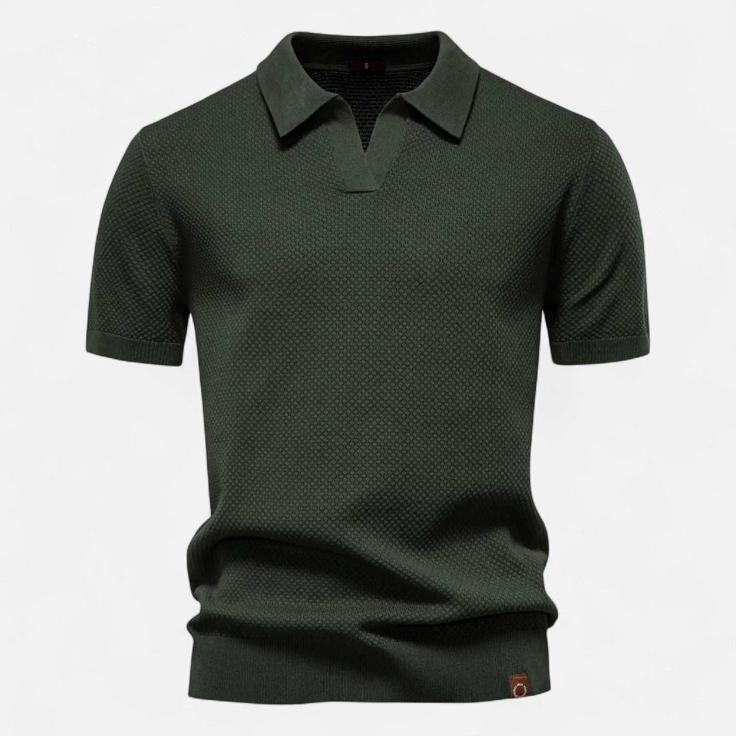 Classic knit long-sleeve button-neck polo shirt for men -11