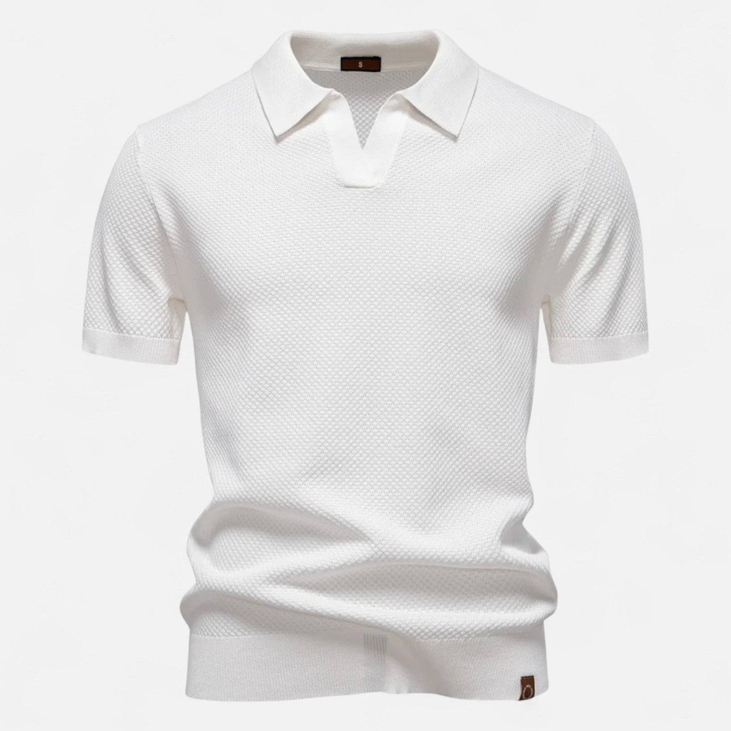Classic knit long-sleeve button-neck polo shirt for men -12