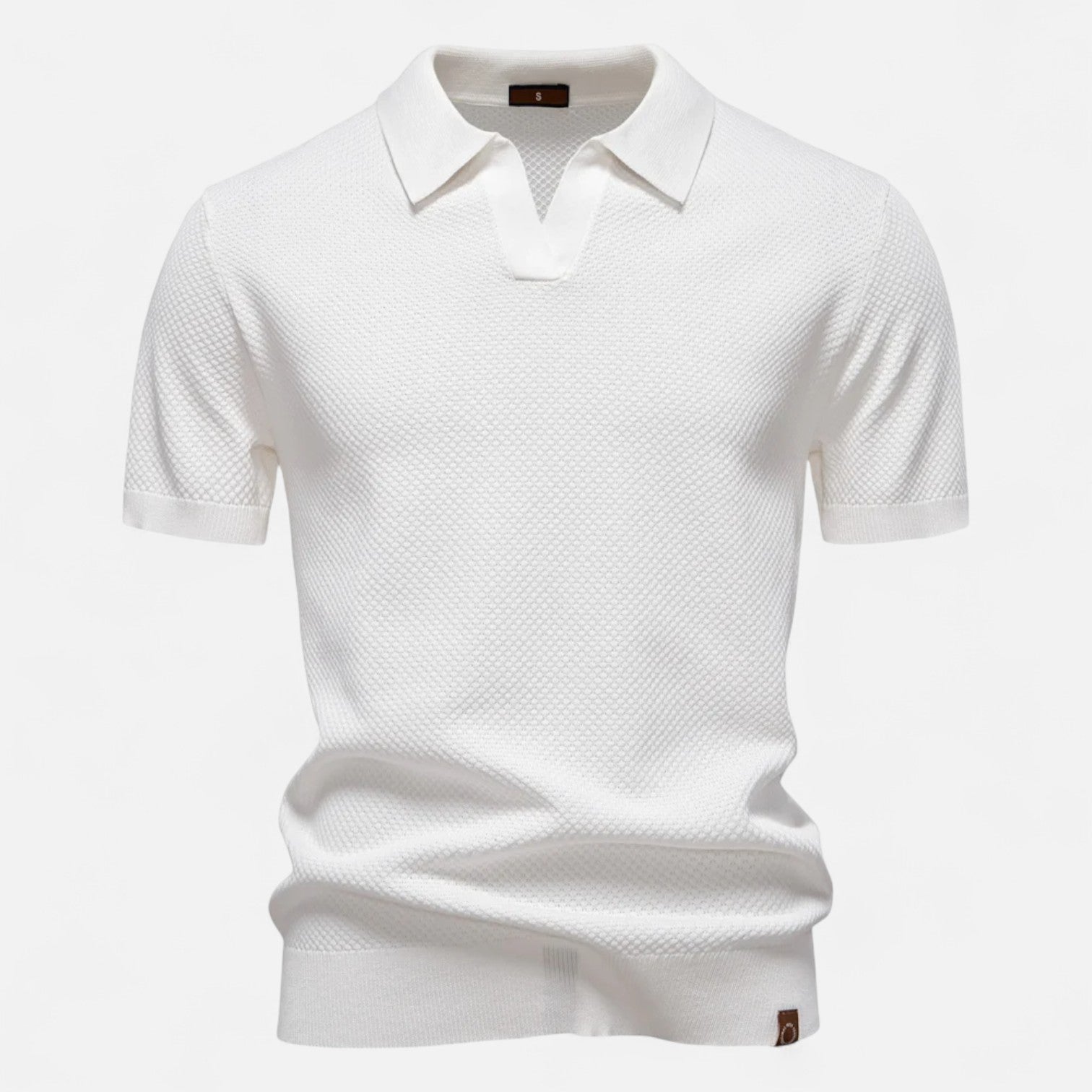 Classic knit long-sleeve button-neck polo shirt for men -12