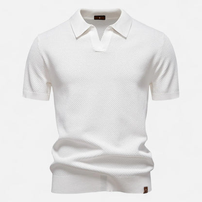 Knit polo shirt with button neck and long sleeves for men | Arlen