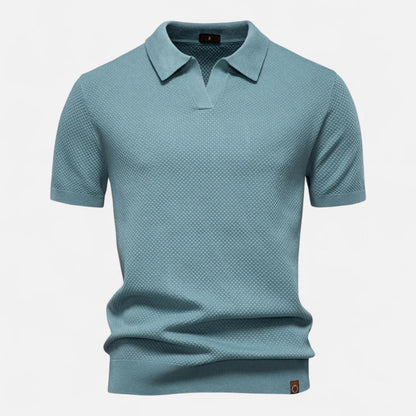 Knit polo shirt with button neck and long sleeves for men | Arlen