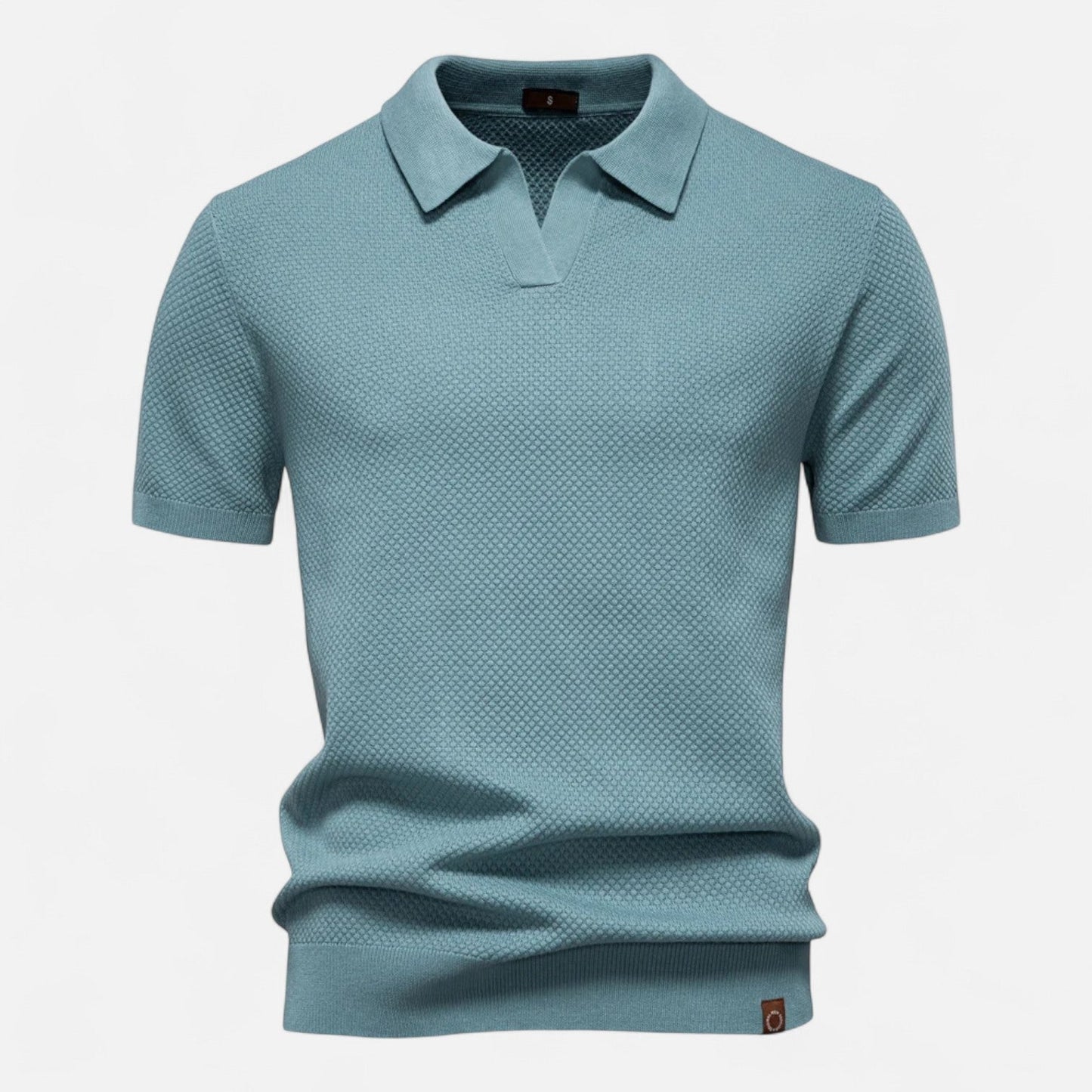 Classic knit long-sleeve button-neck polo shirt for men -13