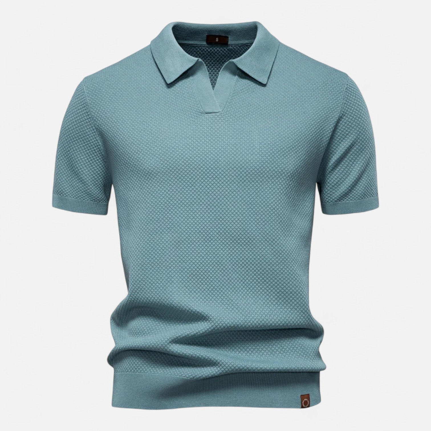 Classic knit long-sleeve button-neck polo shirt for men -13