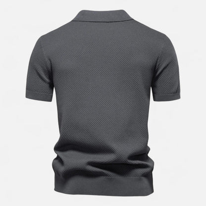 Knit polo shirt with button neck and long sleeves for men | Arlen