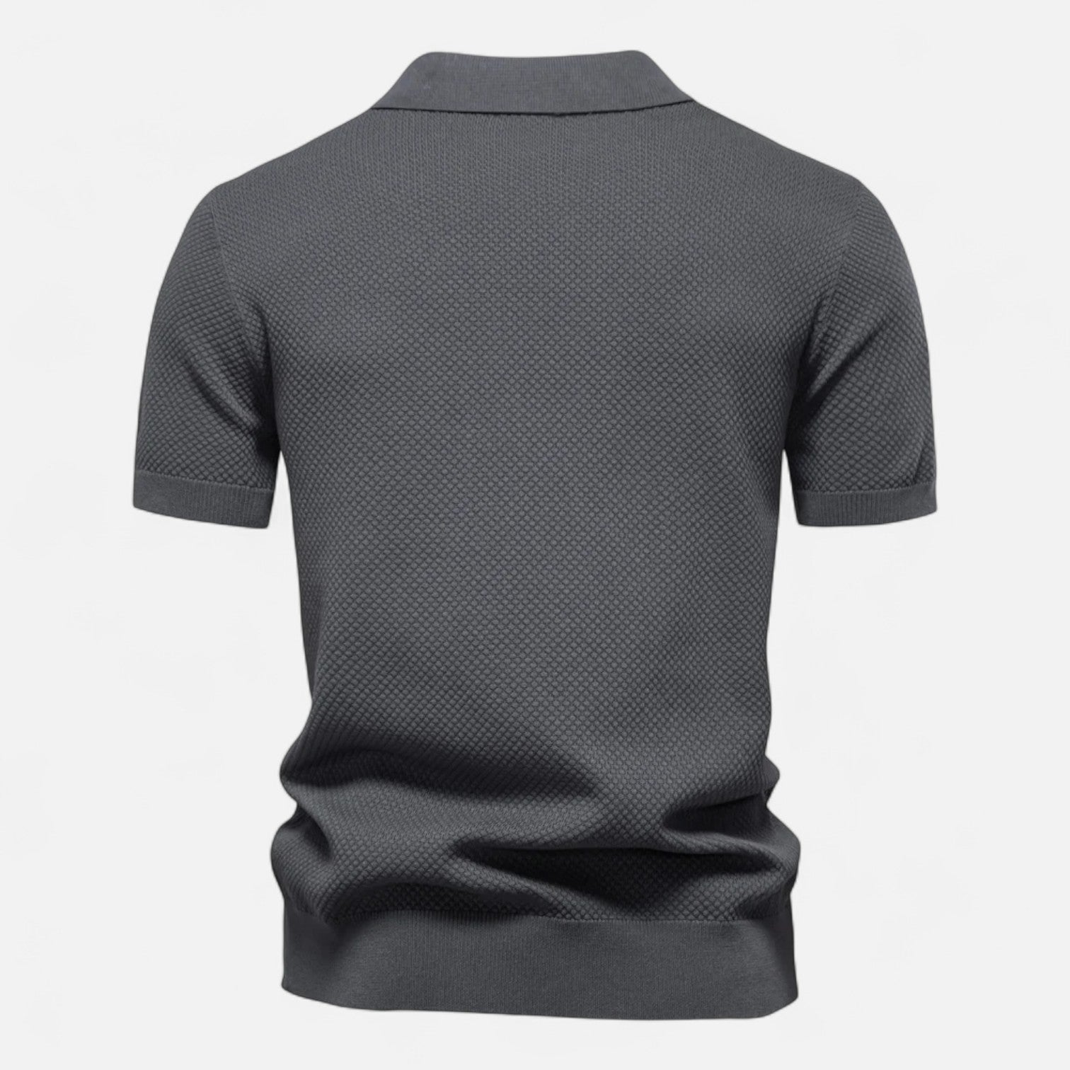 Classic knit long-sleeve button-neck polo shirt for men -2