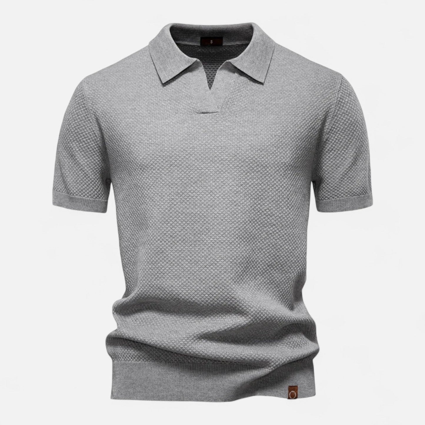 Knit polo shirt with button neck and long sleeves for men | Arlen