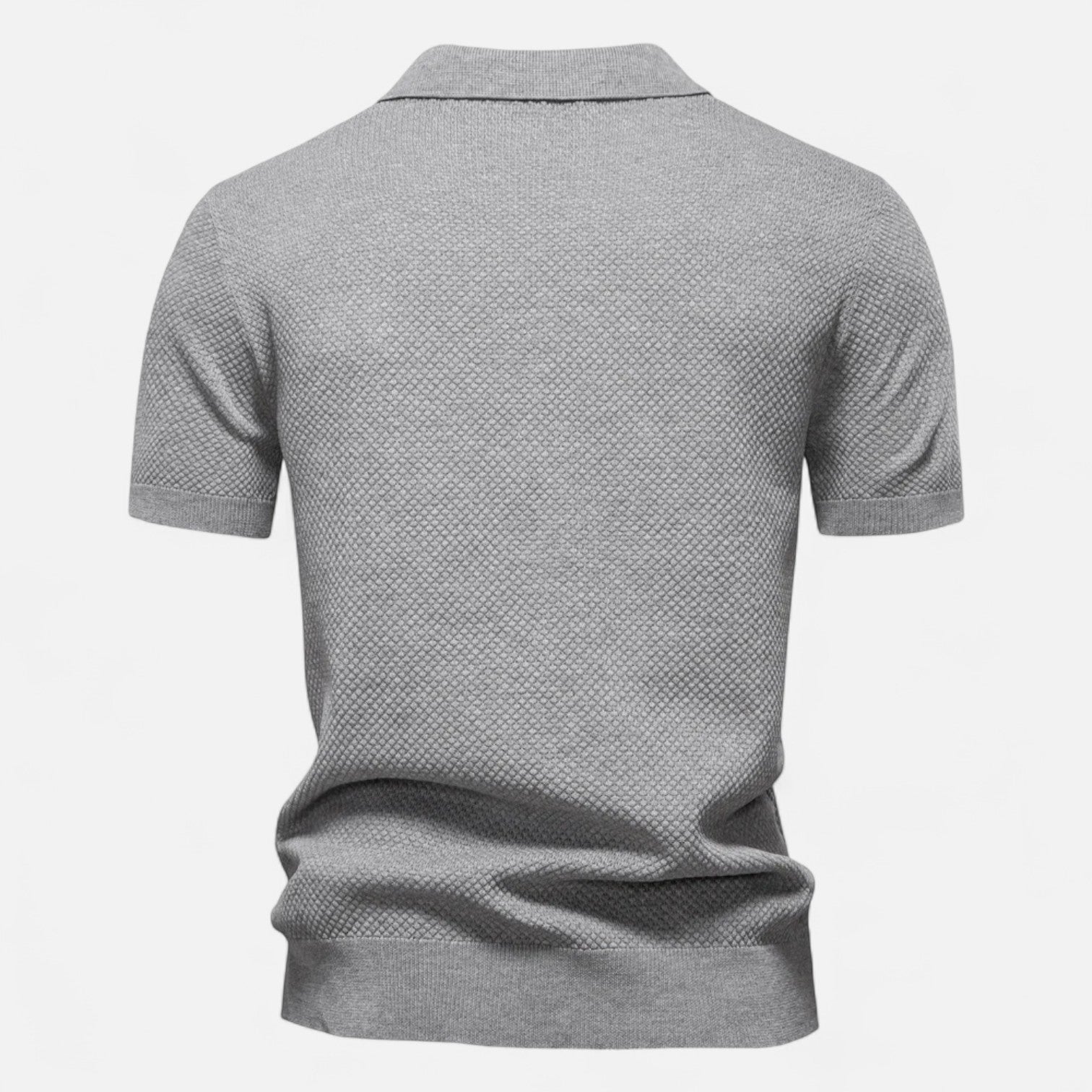 Classic knit long-sleeve button-neck polo shirt for men -4