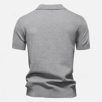Classic knit long-sleeve button-neck polo shirt for men -4