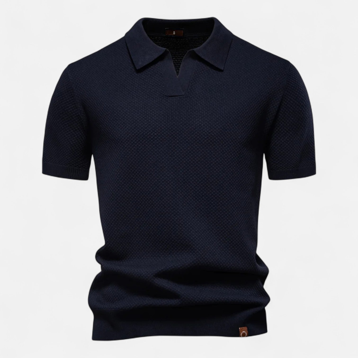 Classic knit long-sleeve button-neck polo shirt for men -7