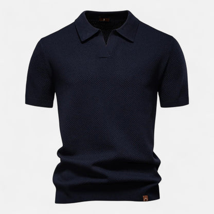 Knit polo shirt with button neck and long sleeves for men | Arlen