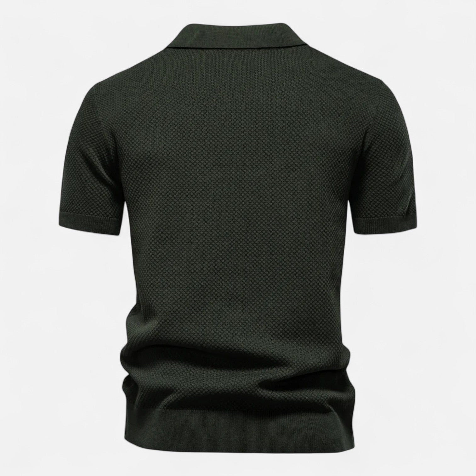 Classic knit long-sleeve button-neck polo shirt for men -8