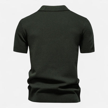 Knit polo shirt with button neck and long sleeves for men | Arlen