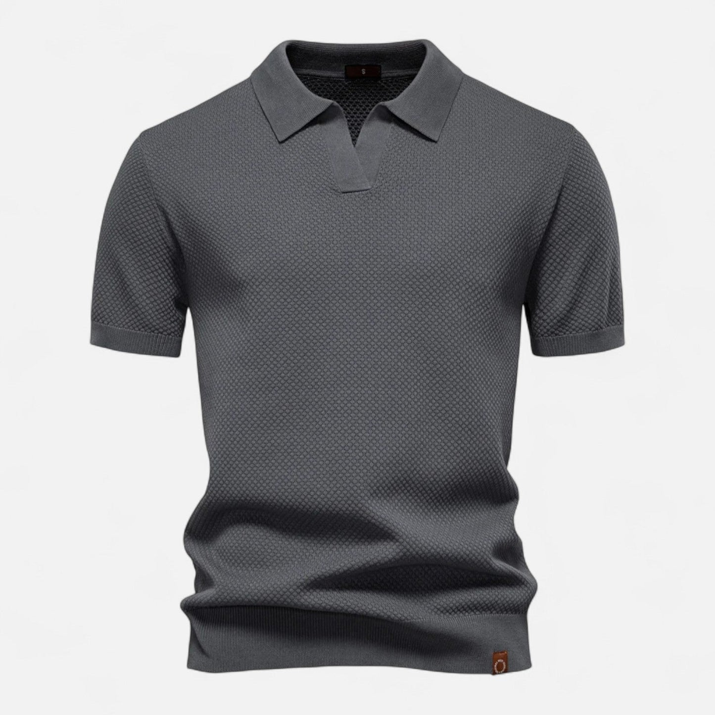 Classic knit long-sleeve button-neck polo shirt for men -1