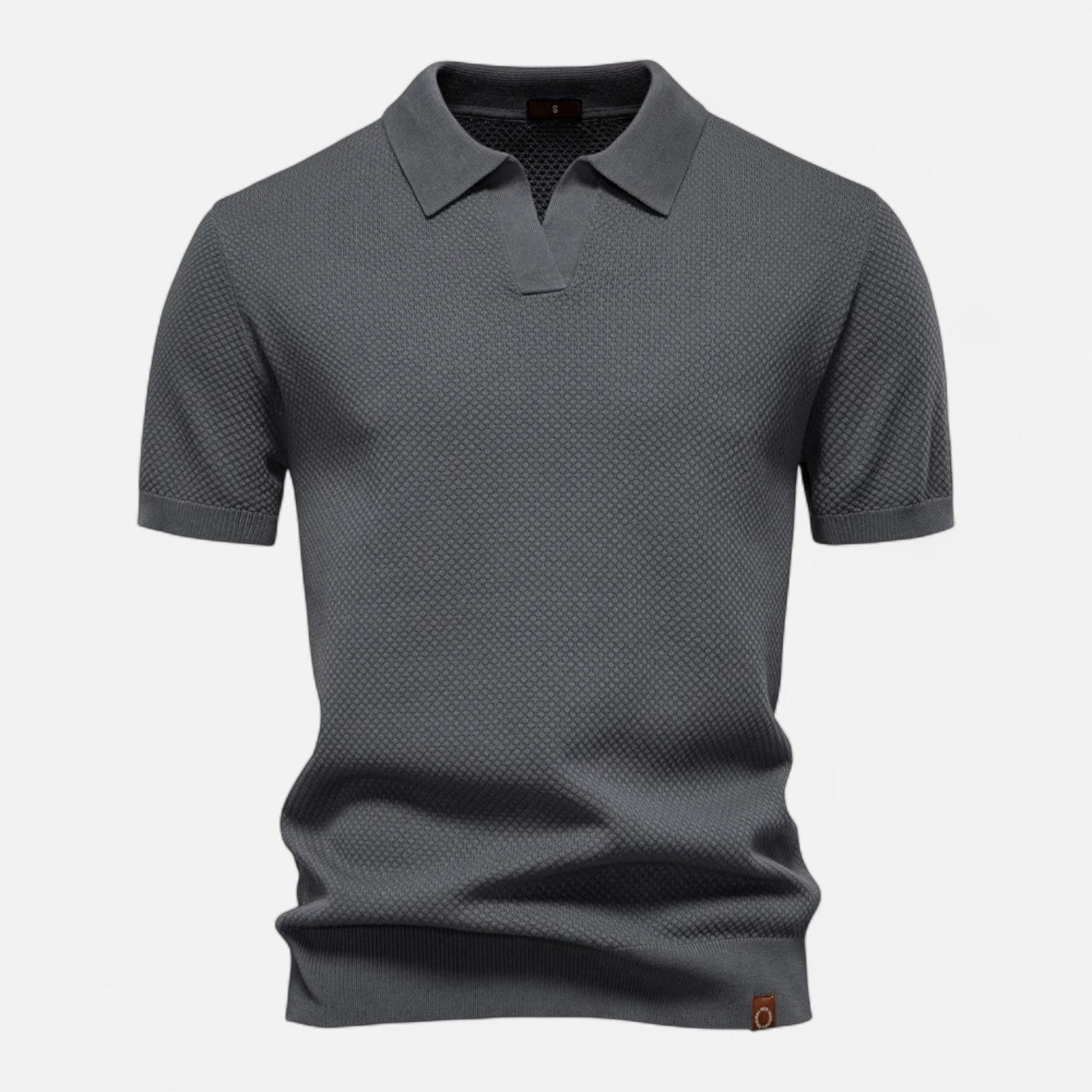 Classic knit long-sleeve button-neck polo shirt for men -1