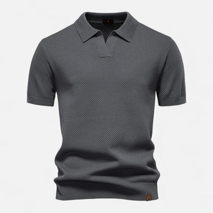 Knit polo shirt with button neck and long sleeves for men | Arlen