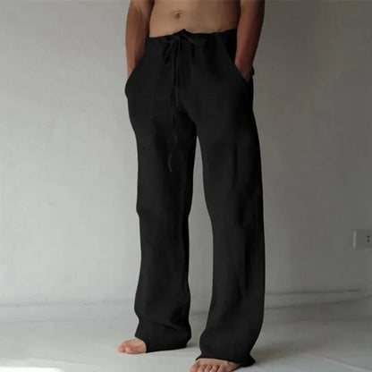 Trousers cordon serrage coton lin for women | Rowan -4