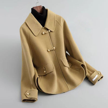 Elegant pearl button coat for women | Celeste -1